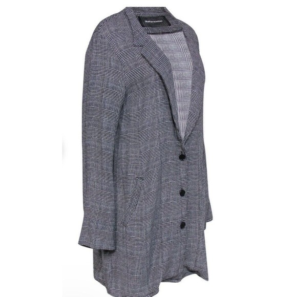 Reformation Black & White Glen Plaid Blazer Button-Up Longline Blazer Size 2 - Picture 2 of 13